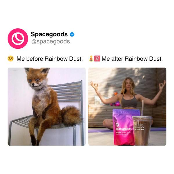 A two-panel comparison image using a humorous stuffed animal contrast to show the perceived state before and the calm, focused state after using the dietary supplement.